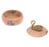 Шкатулка круглая ЛЕБЕДЬ из розового мрамора AZY-125514