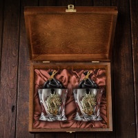 Набор из 2-х бокалов для виски ДРАКОН в деревянной шкатулке GP-13000468